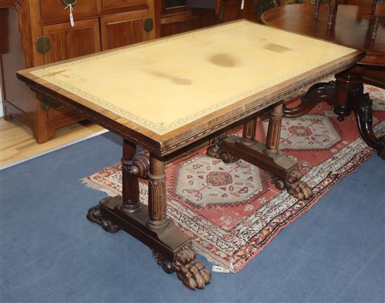 A mid-19th century carved rosewood library table, W.137cm